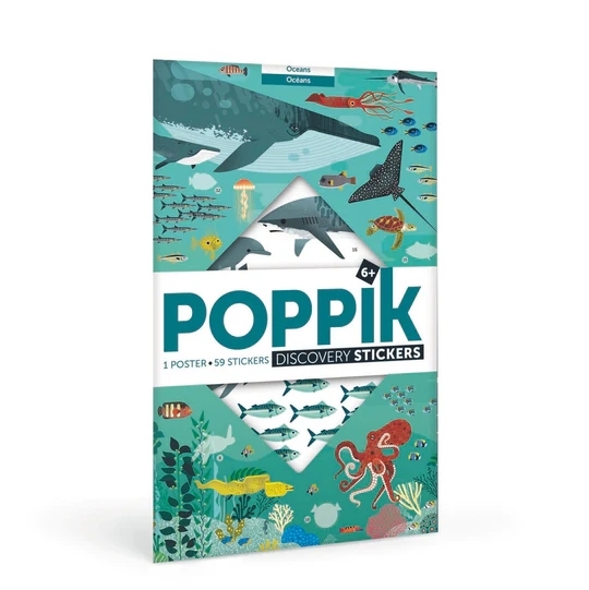 POPPIK Πόστερ με 59 αυτοκόλλητα – Ζώα του Ωκεανού