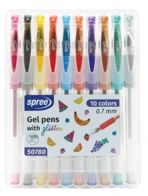 Gel Pens with glitter - 10 colours