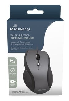 MediaRange Ergonomic optical 5-button mouse, wired