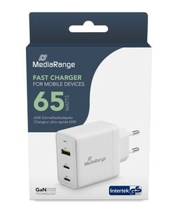 MediaRange Fast Charger 65W with Usb-A & Usb-C
