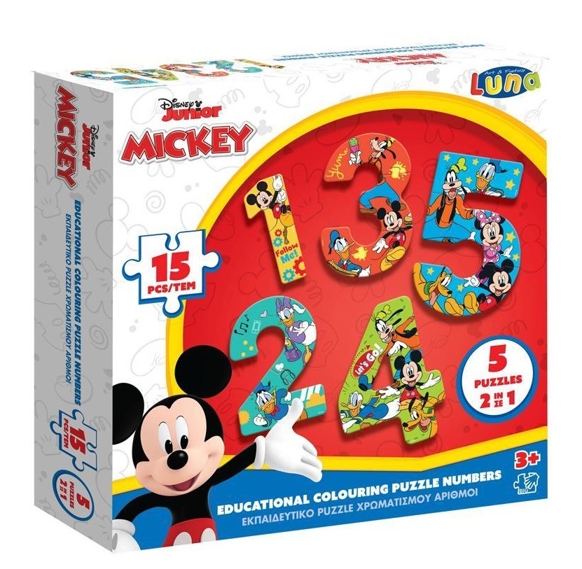 Παζ χρωματισμού αριθμοί 1-5 Mickey