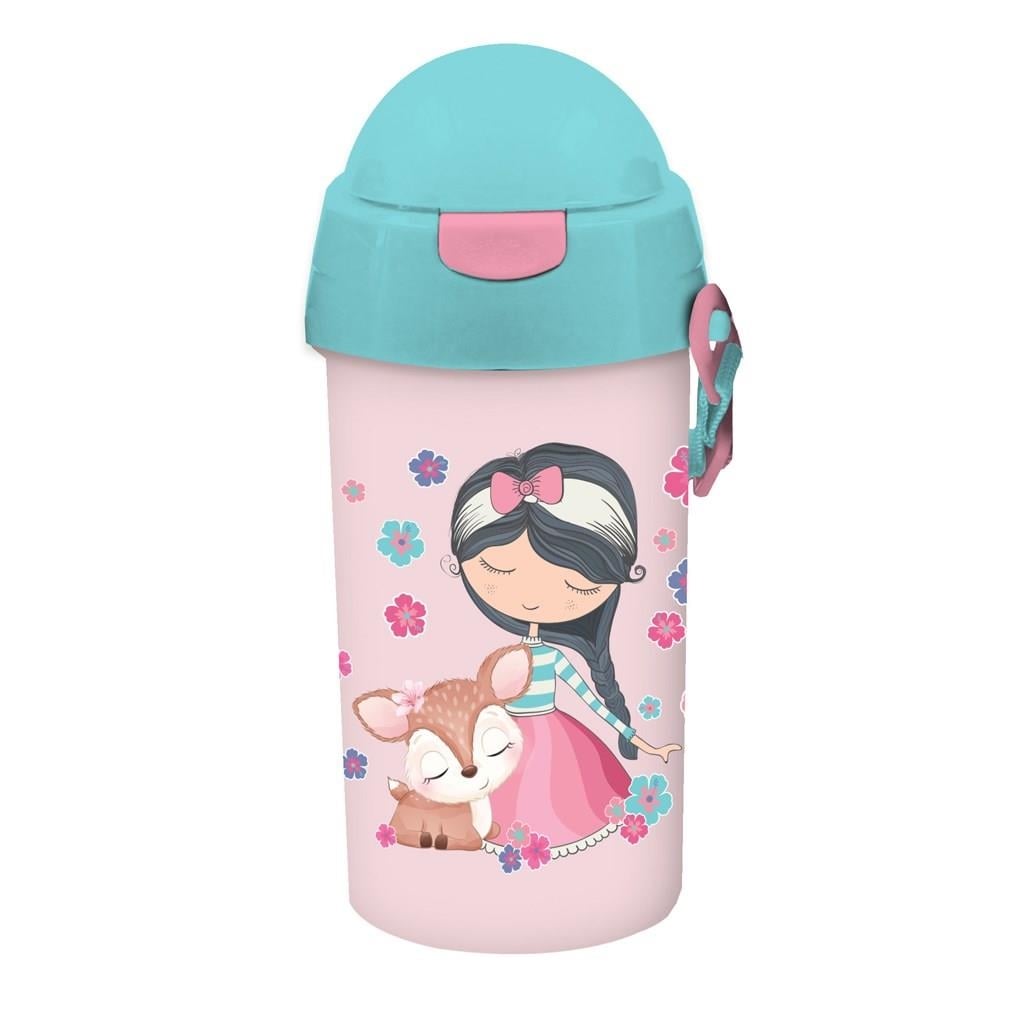 Παγούρι πλαστικό με καλαμάκι 500 ml - Girl