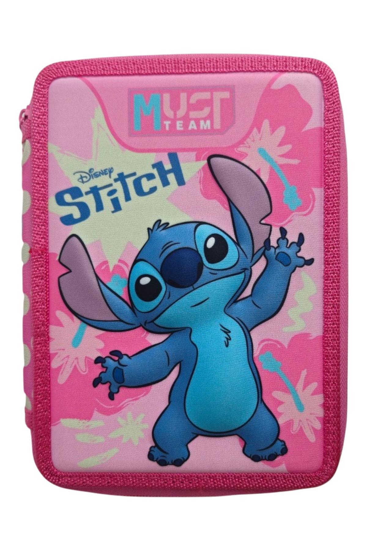 Κασετίνα Διπλή Γεμάτη Stitch (Pink)