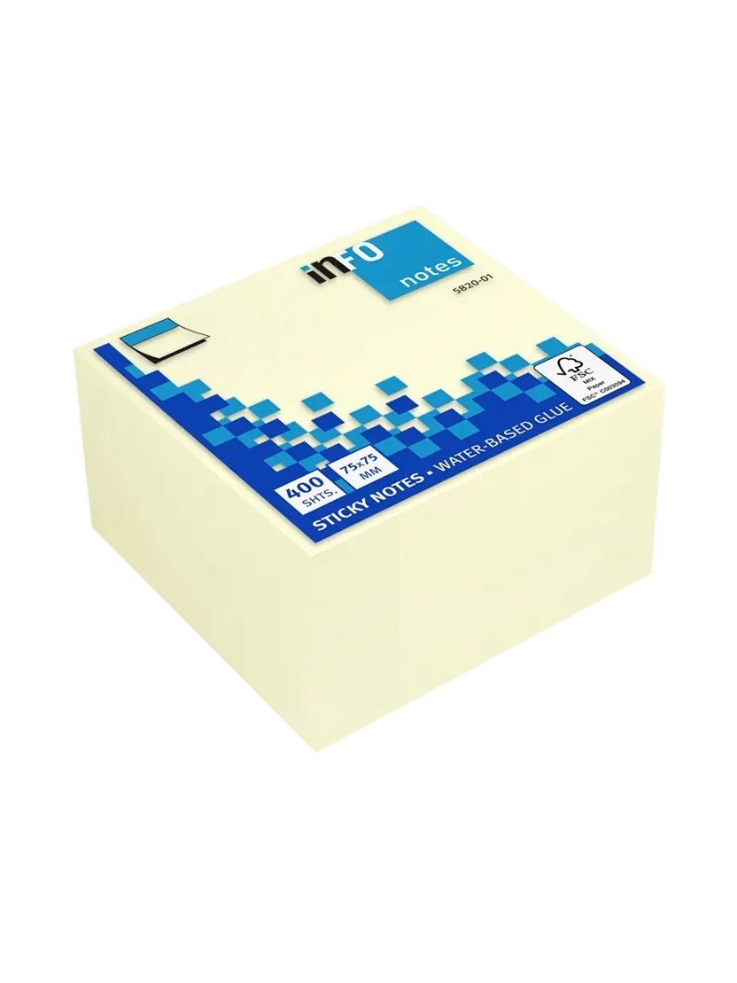 Κύβος με αυτοκόλλητα χαρτάκια κίτρινος 75x75mm