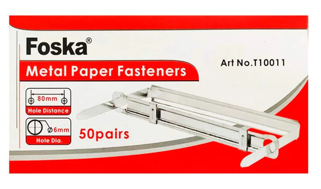 Foska Metal Paper Fasteners 80mm - 50 pairs