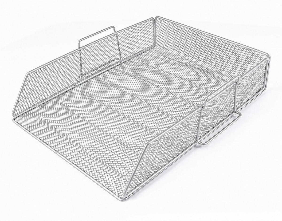 Μεταλλικό tray γραφείου ασημί